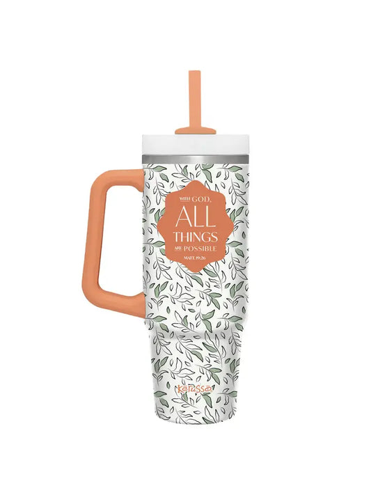 Kerusso 30 oz Stainless Steel Mug with Straw All Things