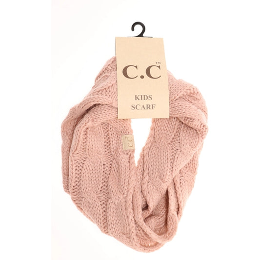 Kids Indie Pink Solid Cable Knit C.C Infinity Scarf