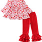 Red Heart Print Valentine’s Day Girl Set