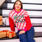 Womens Candy Cane Striped Top With Holly Jolly