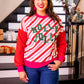 Womens Candy Cane Striped Top With Holly Jolly