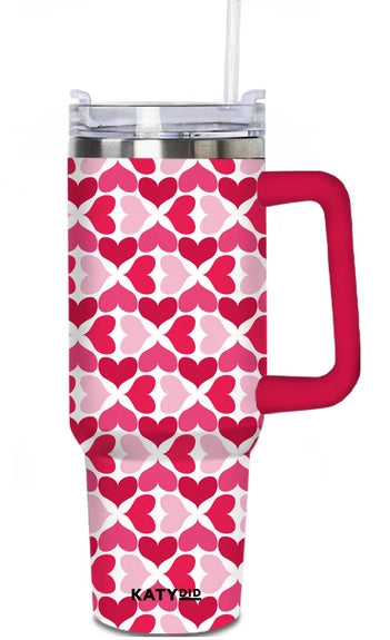 Katydid Multicolored Hearts Valentine's Day Tumbler Cup