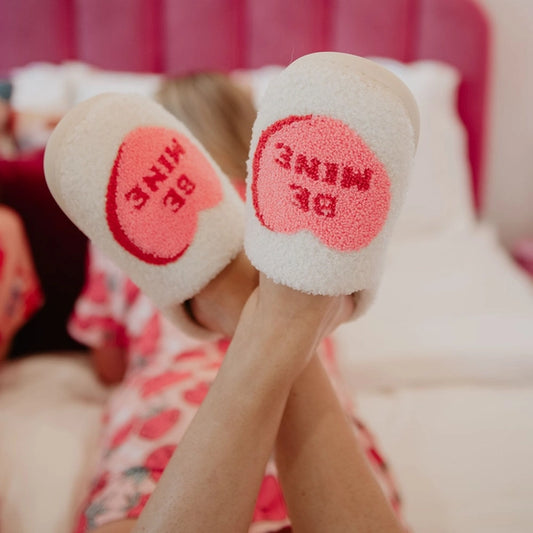 White "Be Mine" Candy Slippers