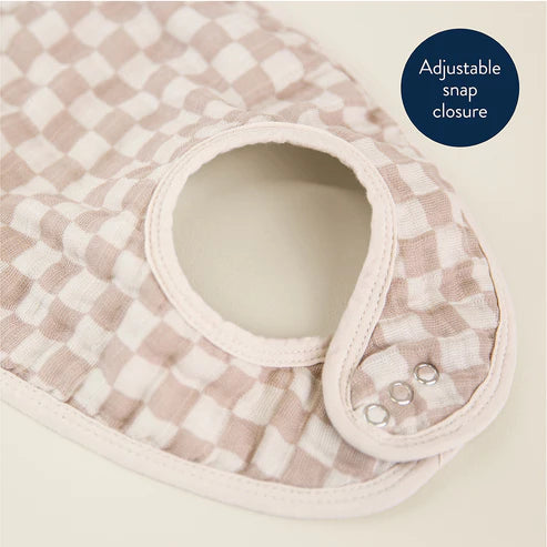 Itzy Ritzy Muslin Bibs 3 Pack - Taupe Checkerboard