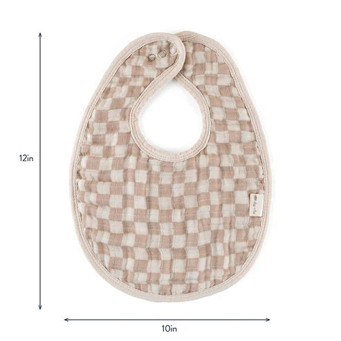 Itzy Ritzy Muslin Bibs 3 Pack - Taupe Checkerboard