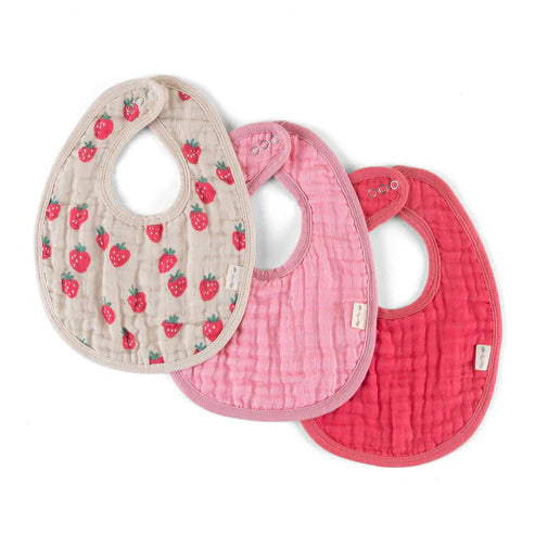 Itzy Ritzy Muslin Bibs 3 Pack - Strawberry