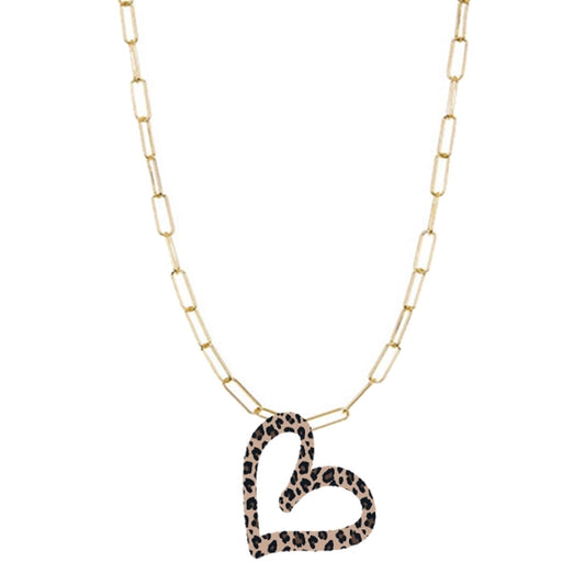 Wild Side Leopard Heart Gold Rhonda Necklace