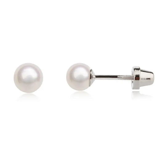 Sterling Silver Baby Baptism Pearl Earrings Christening Gift