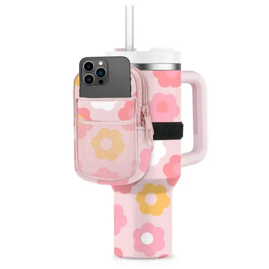 Katydid Light Pink Groovy Flowers Tumbler Zipper Pouch