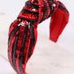 Natasha Sequin Striped Headband RED BLACK