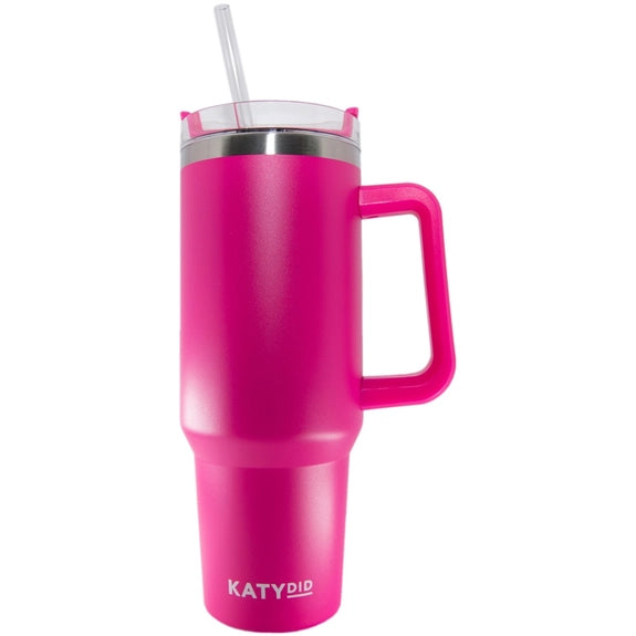 Katydid Hot Pink 40 Oz Tumbler Cup With Handle