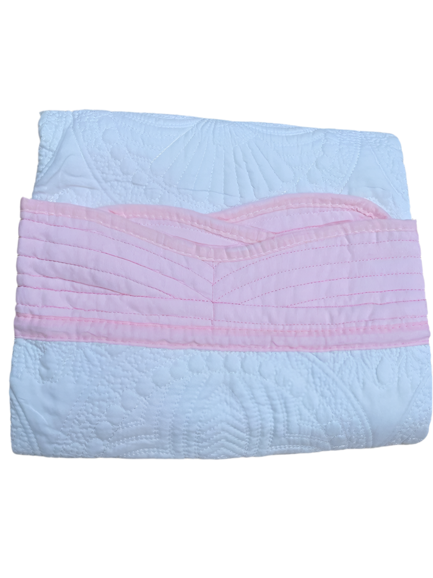 Heirloom Blanket White With Pink Trim