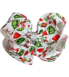 Grinch Character Printed Double Layer Hair Bow