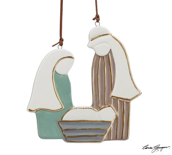 Cermaic Holy Family Nativity Ornament