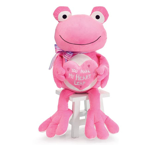 16" PINK VALENTINE FROG WITH HEART