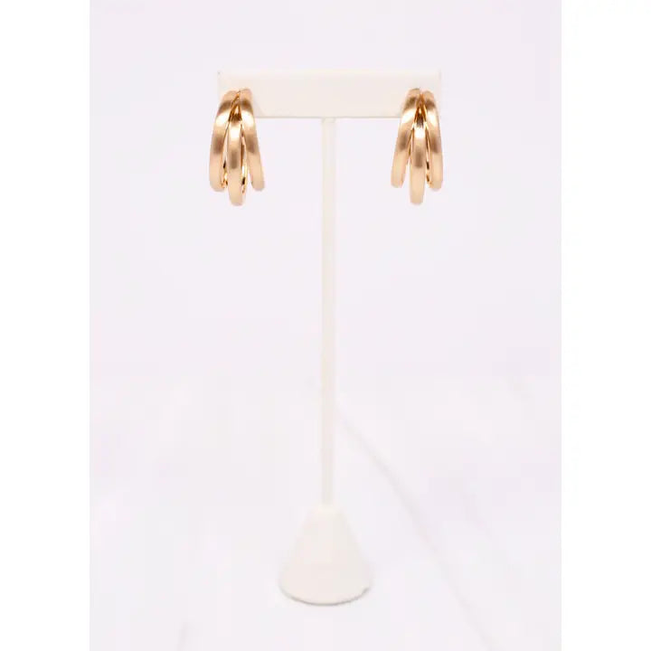 Caroline Hill Dawn Triple Row Hoop Earring Matte Gold