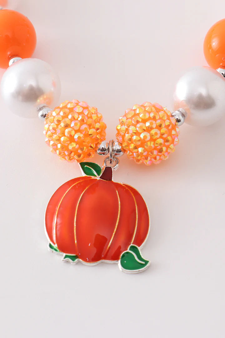 Halloween Pumpkin Bubble Chunky Necklace