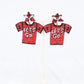 Caroline Hill Red Black Let's Go Jersey Beaded Earrings