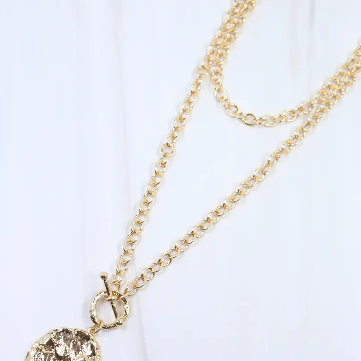 Caroline Hill Aira Textured Pendant Long Wrap Necklace Gold