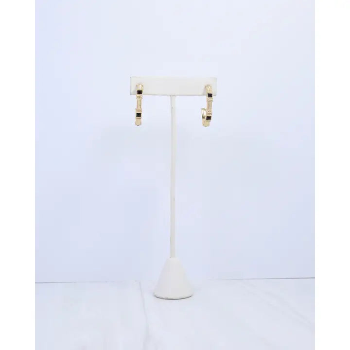 Caroline Hill Ania Textured Medium Hoop Earring Black