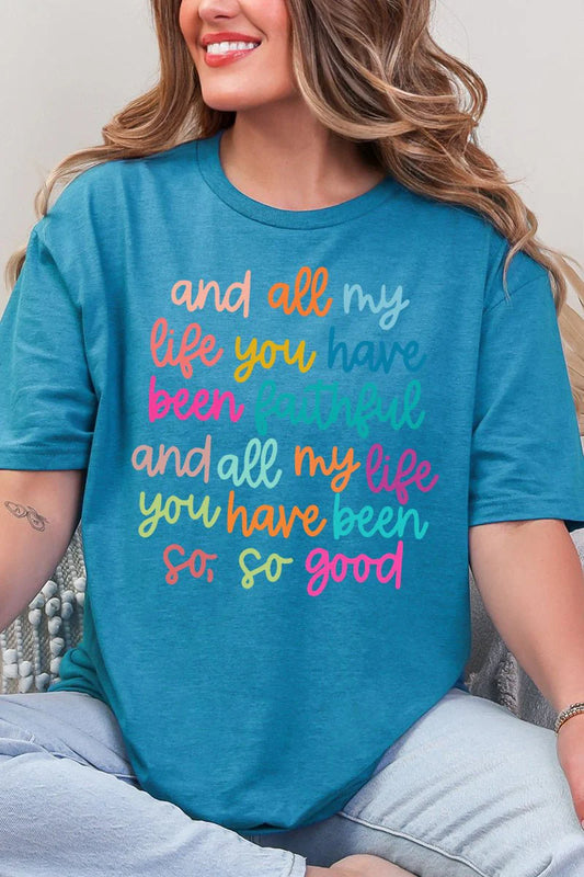 Womens Colorful Always Faithful Antique Sapphire Softstyle Tee