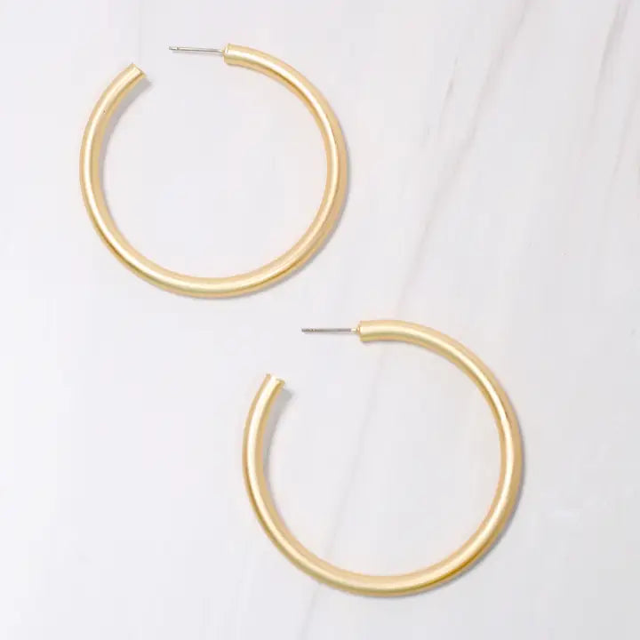 Caroline Hill Arden Satin Hoop Earring Matte Gold