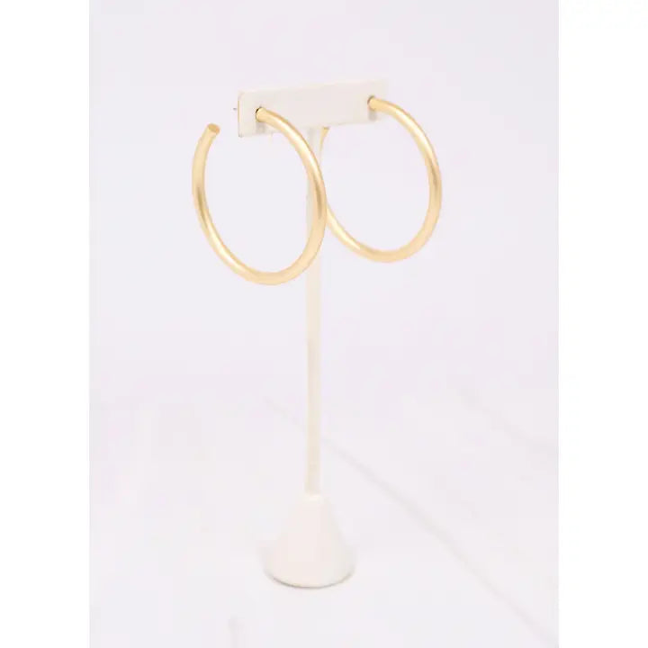 Caroline Hill Arden Satin Hoop Earring Matte Gold