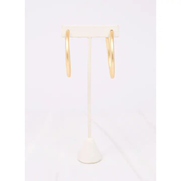 Caroline Hill Arden Satin Hoop Earring Matte Gold
