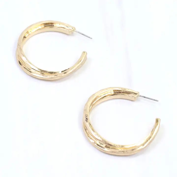 Caroline Hill Asia Twisted Hoop Earring Worn Gold