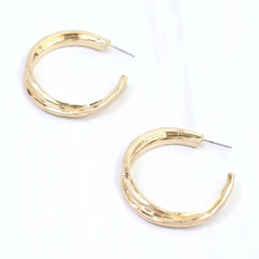 Caroline Hill Asia Twisted Hoop Earring Worn Gold
