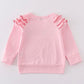 Girls Pink Valentine Four Hearts Embroidery Top