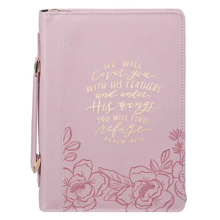 Bible Cover Fashion Pink He Will Cover You Ps. 91:4