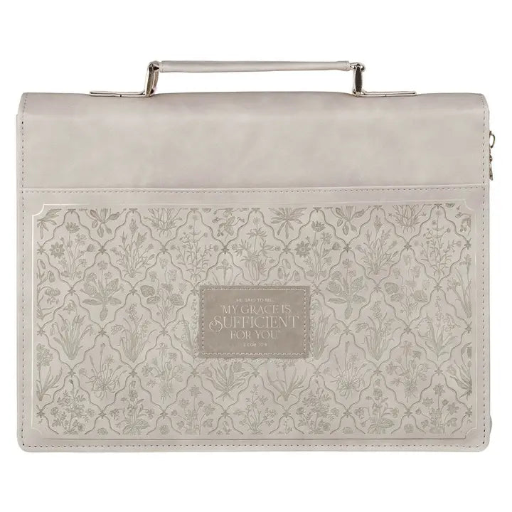 Bible Cover Fashion Taupe My Grace Is Sufficient 2 Cor 12:9