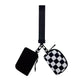 Zenana Black/Checkered Dual Pouch Wristlet Keychain Wallet