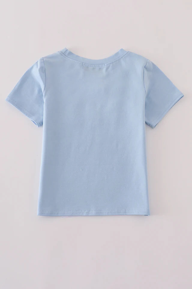 Boys Pumpkin Blue Embroidery Top