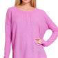 Womens Zenana Bright Mauve Waffle Thumb Hole Cuffs Henley Tee