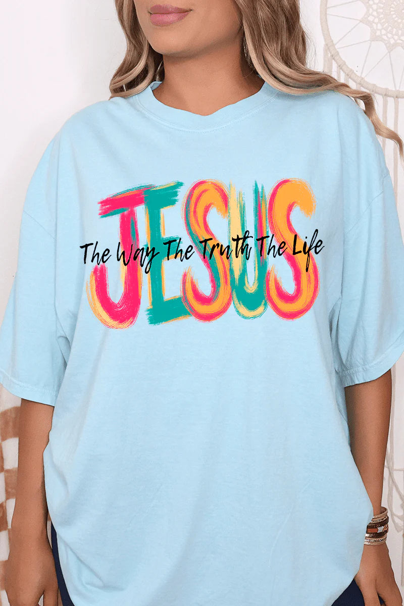 Womens Brushstroke Jesus Chambray Comfort Colors Adult Ring-Spun Cotton Tee