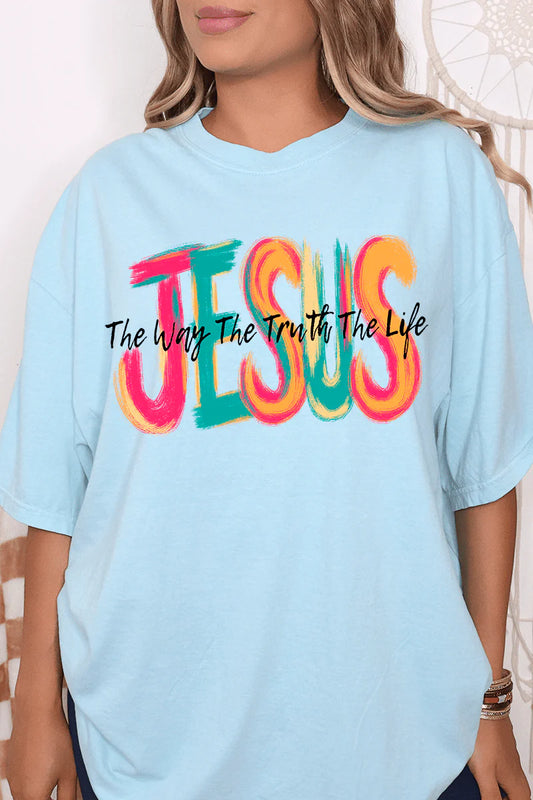 Womens Brushstroke Jesus Chambray Comfort Colors Adult Ring-Spun Cotton Tee