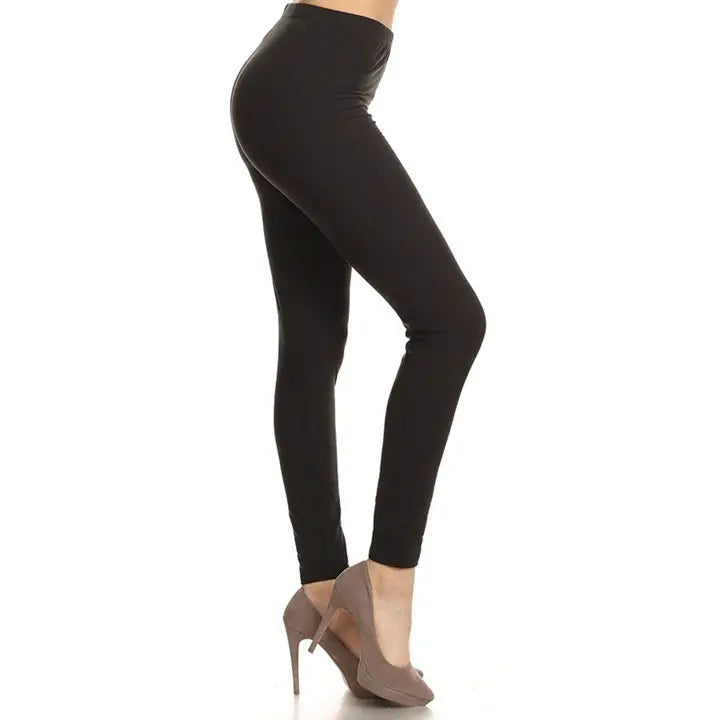 Womens One Size Black Buttery Soft High Waist Solid Leggings