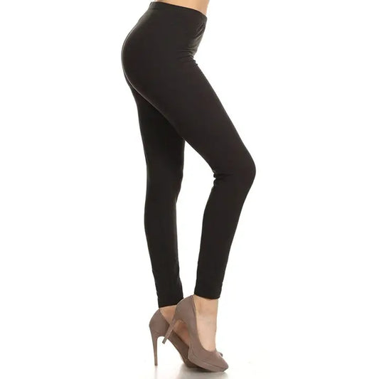 Womens One Size Black Buttery Soft High Waist Solid Leggings
