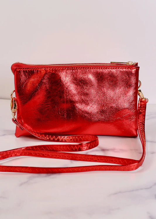 Liz Custom Collection Metallic Red Crossbody Bag