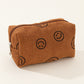 Zenana Camel Smiley Face Corduroy Cosmetic Pouch Bag