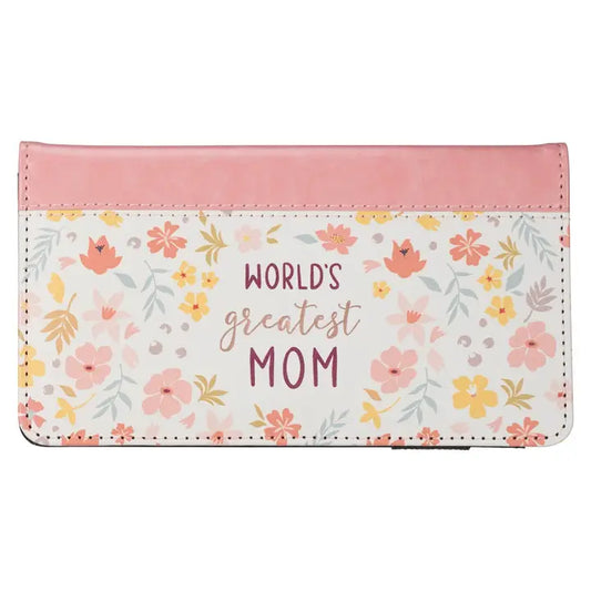 Checkbook Wallet Floral Print World's Greatest Mom
