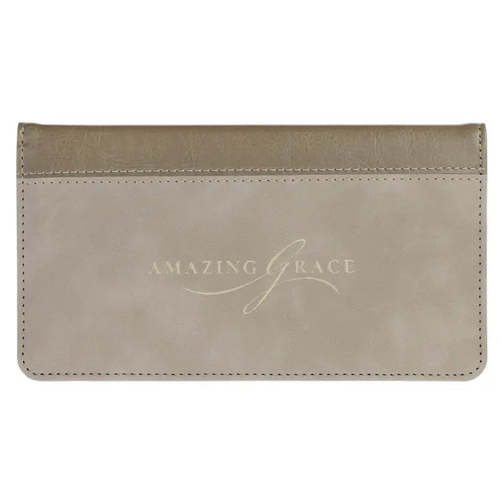 Checkbook Wallet Taupe Amazing Grace Isa. 53:5