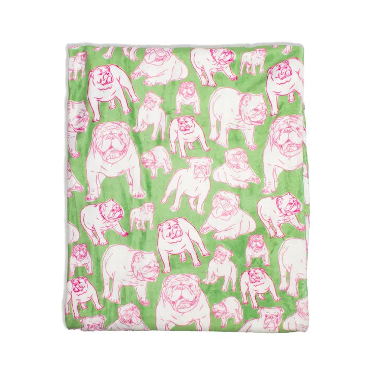 Chelsea Bulldog Throw Green/Pink 50x60
