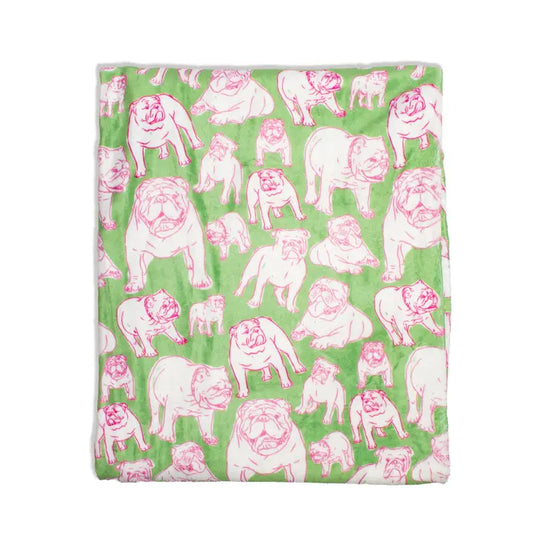 Chelsea Bulldog Throw Green/Pink 50x60