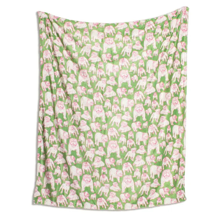 Chelsea Bulldog Throw Green/Pink 50x60