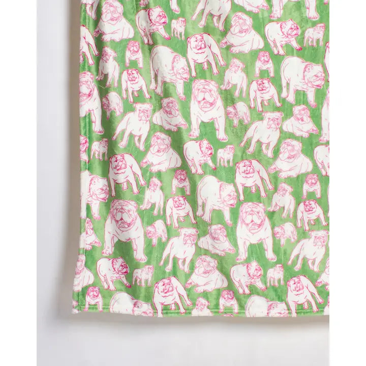 Chelsea Bulldog Throw Green/Pink 50x60
