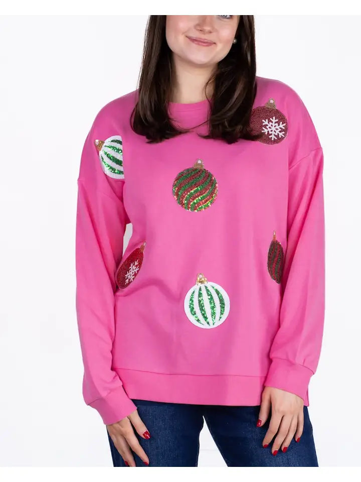 The Royal Standard Women's Christmas Queen Sequin Sweatshirt Pink/Multi
