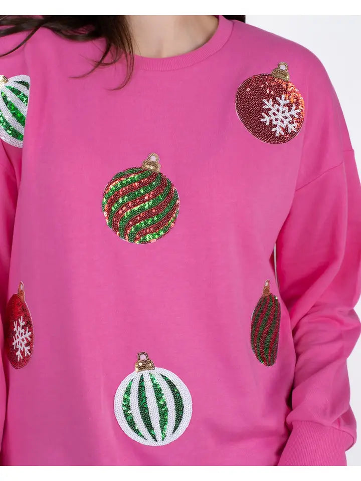 The Royal Standard Women's Christmas Queen Sequin Sweatshirt Pink/Multi